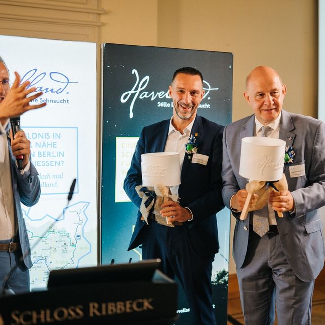 R. Lewandowski und Dr. Koch beim Tourismustag Havelland 2026 auf Schloss Ribbeck
