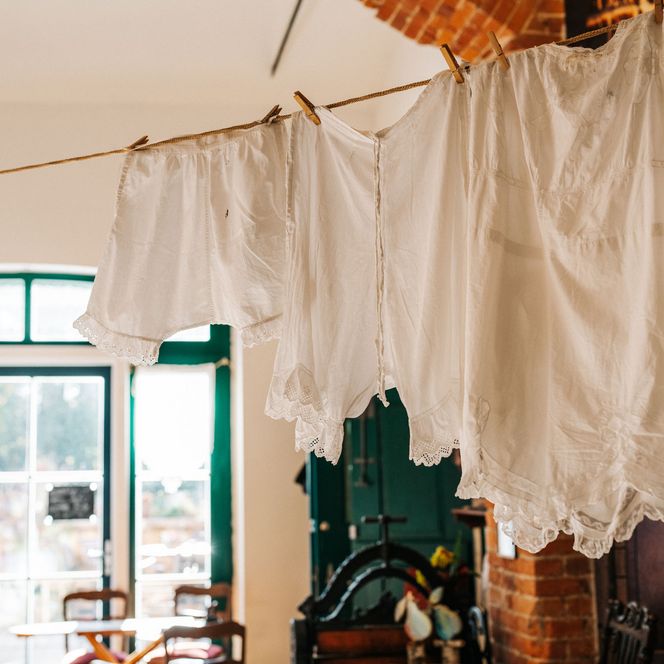 Wäscheleine in Wesches Café in Ribbeck