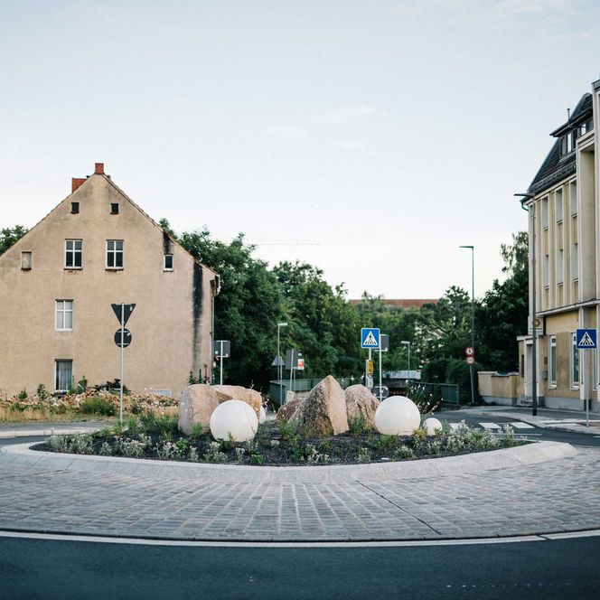 Kreisverkehr in der Innenstadt Falkensee