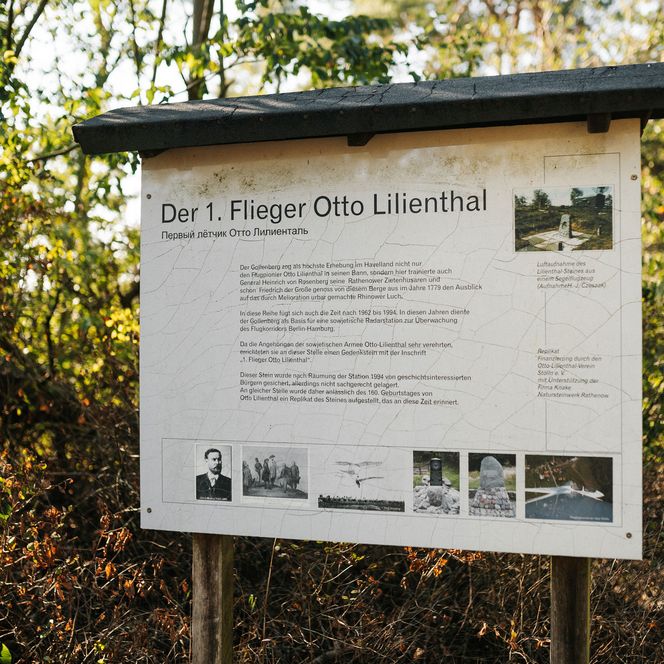 Hinweistafel Otto Lilienthal auf dem Gollenberg in Stölln