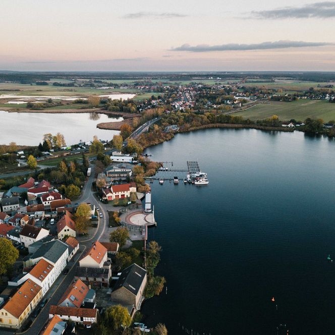 Luftaufnahme vom Fähranleger in Pritzerbe