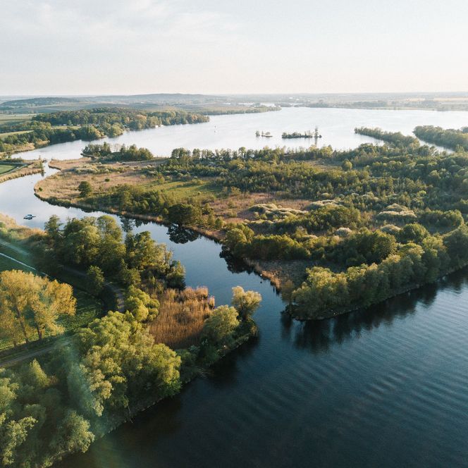 Luftaufnahme von den Havelinseln Richtung Trebelsee bei Ketzin