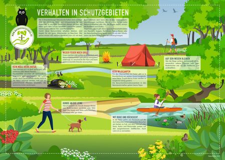 Infografik über das richtige Verhalten in Naturschutzgebieten