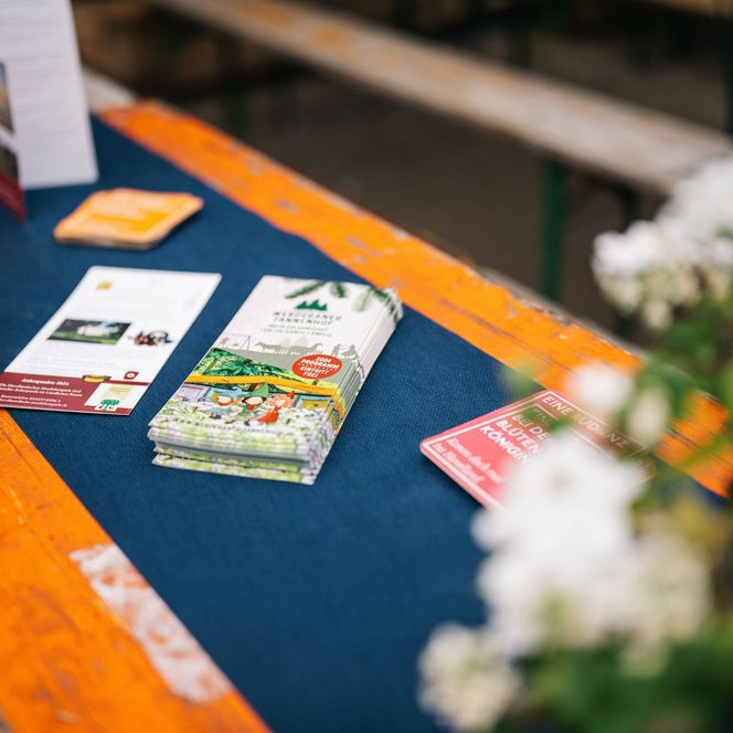 Tischdeko beim Tourismustag Havelland 2024 auf dem Werderaner Tannenhof