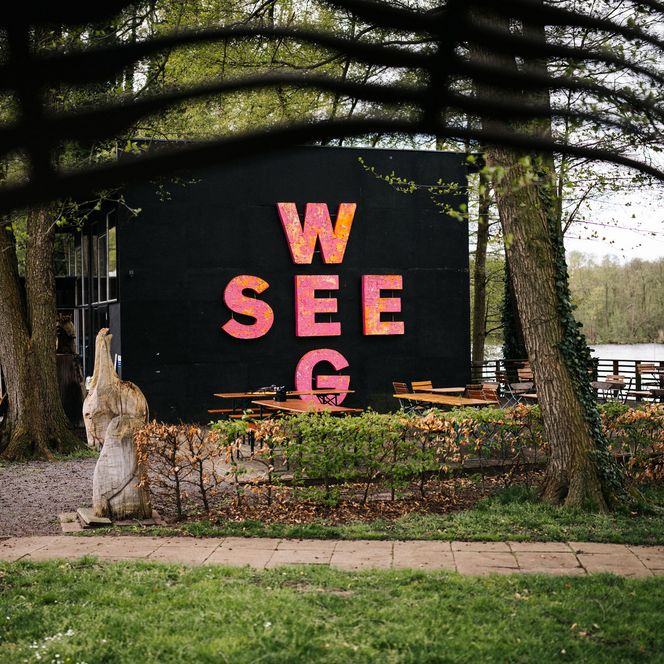 Schild Seeweg am Ufercafé am Klostersee Lehnin
